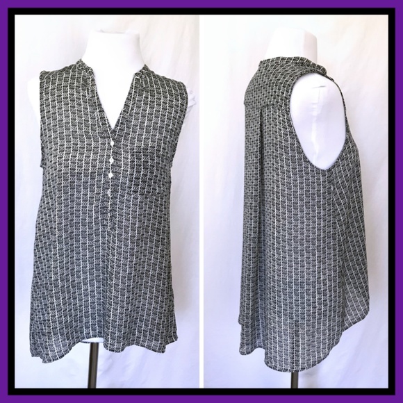 H&M Sheer Black & White Geometric Tank - Picture 1 of 8